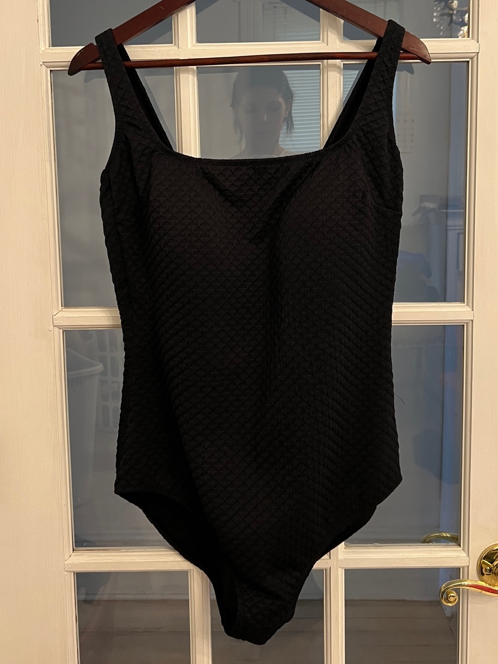 GOTTEX Women’s Black Textured Square Neck One Piece Swimsuit Size 18